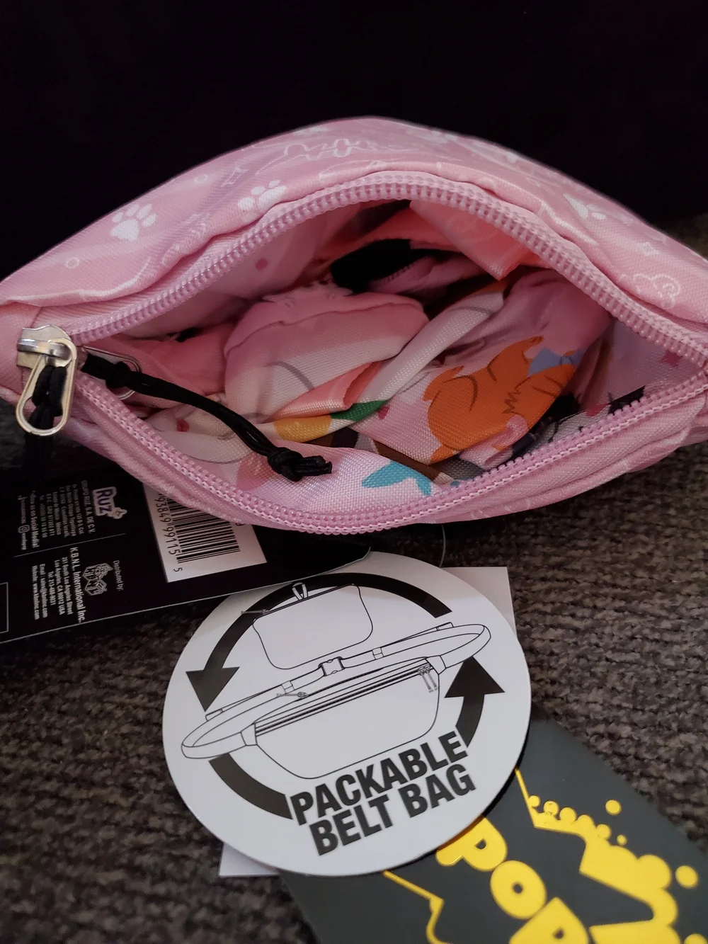 Disney Pink 'My Cat' Convertable Waist/crossbody Bag with Playful Graphics